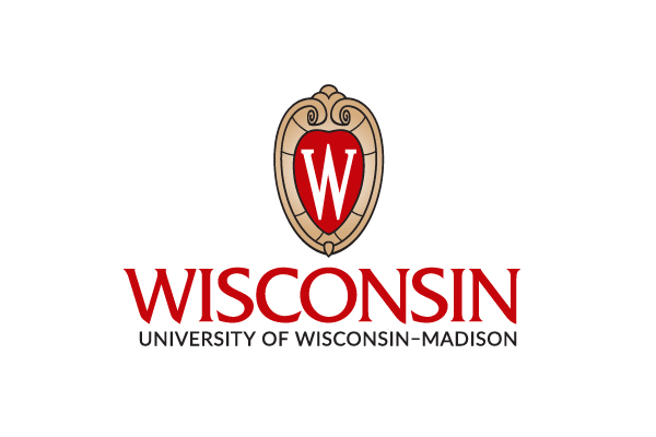 a red and gold logo reading "Wisconsin, University of Wisconsin Madison"
